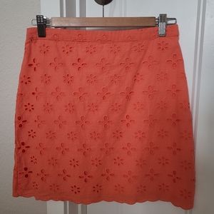 LOFT orange eyelet skirt